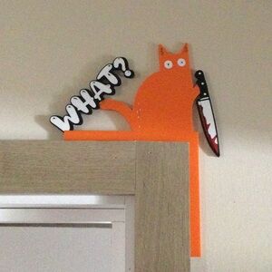 Orange Cat Door Topper Decor - WHAT? Design 3D